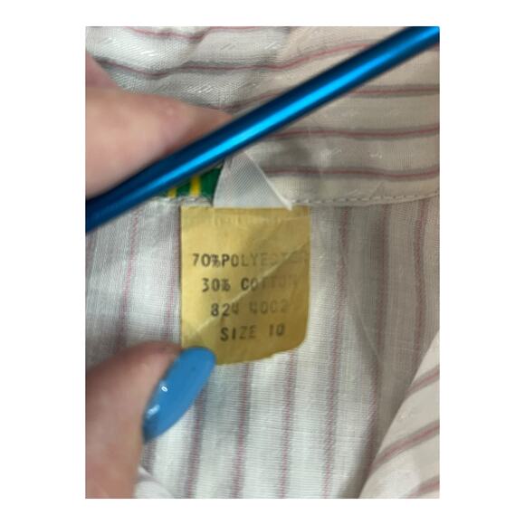 Vtg Daisyshirtworks Size S Ruffle Collar Blouse 80s/90s Striped Balloon Sleeve - Picture 8 of 10